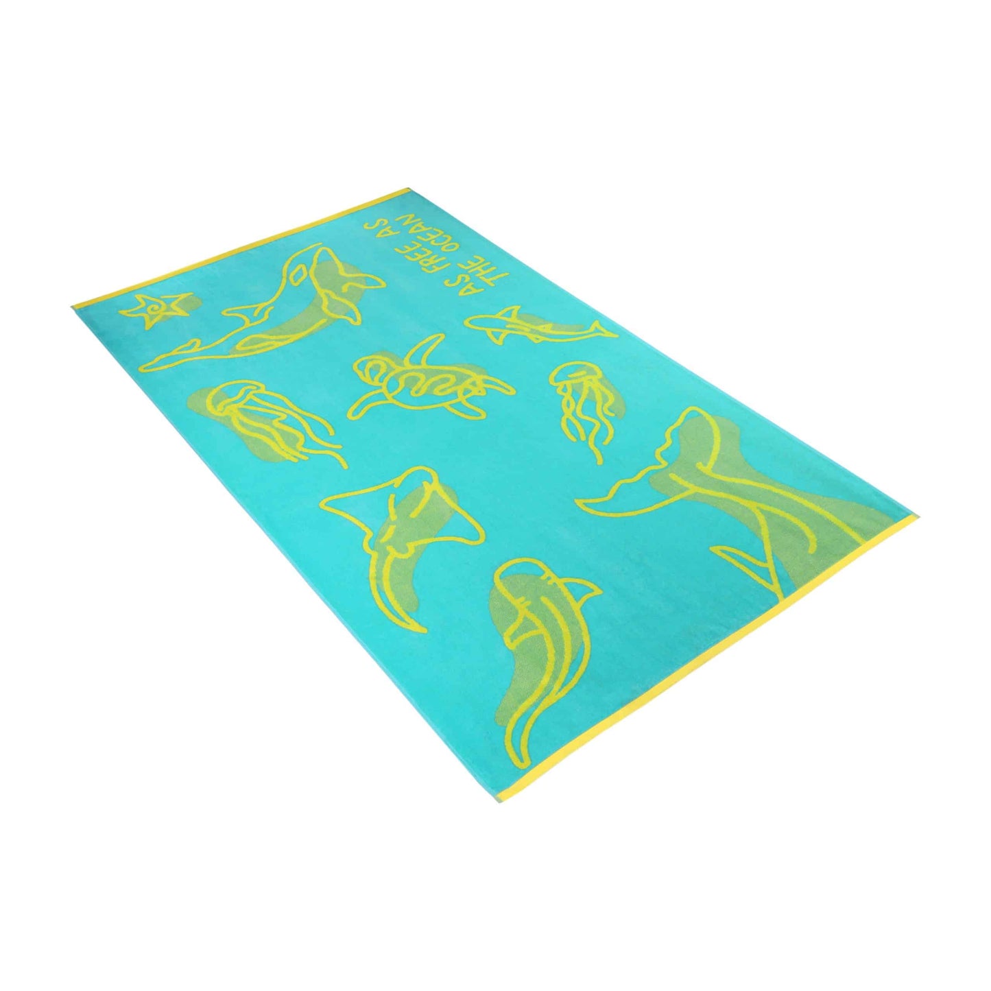 gratis oceaan strandlaken - licht azuurblauw - Vossen – 100x180 cm – 100% katoen