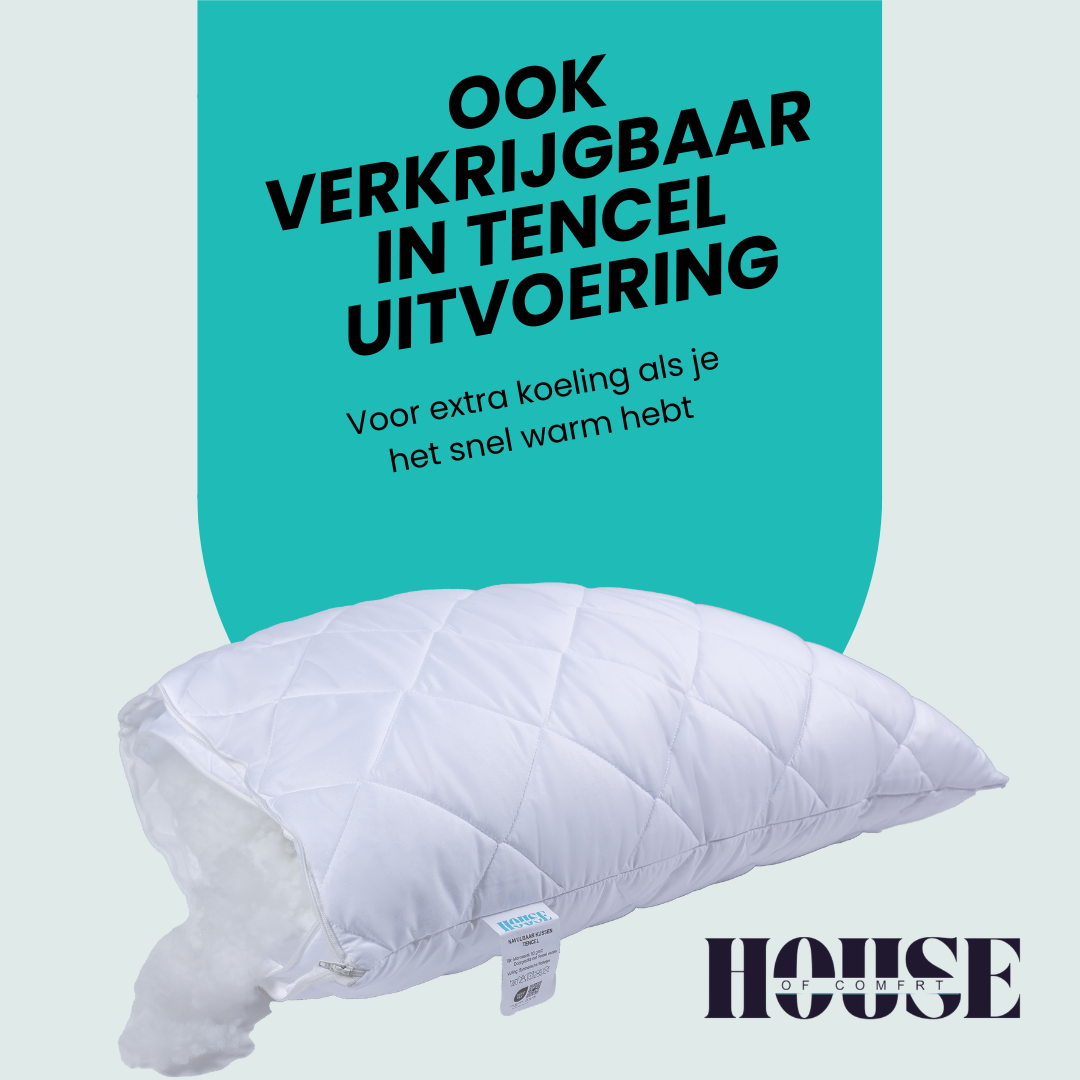 House of comfrt kussen met Tencel, 60x70 cm., verstelbaar voor jouw perfecte nacht, slaap zoals jij dat wil