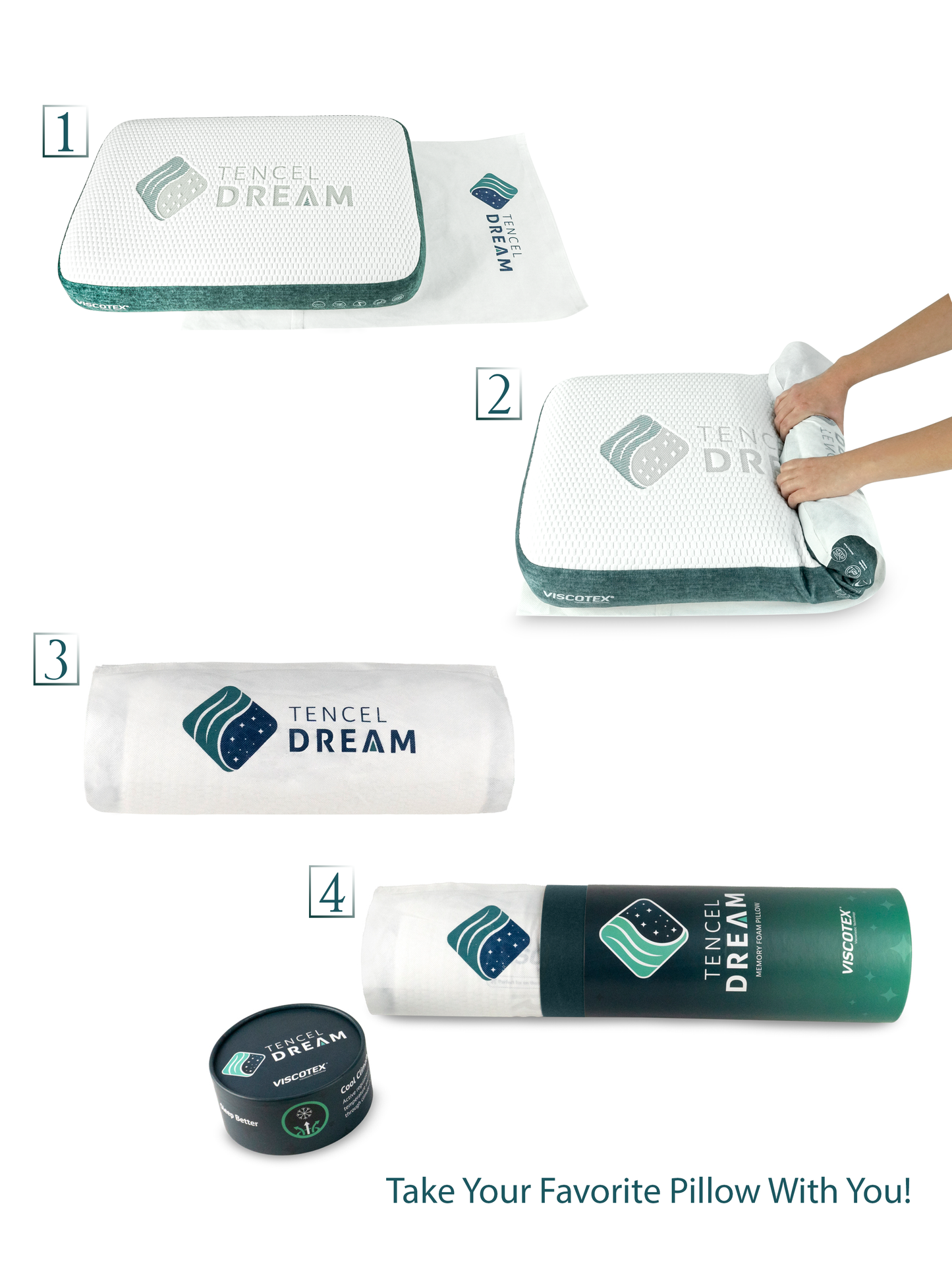 Tencel Dream Kussen – Traagschuim & Tencel Hoes voor Droog, Fris en Ergonomisch Slaapcomfort